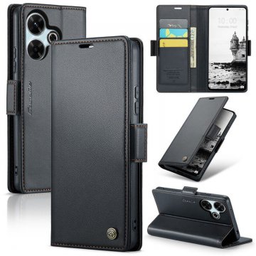 CaseMe Xiaomi Redmi 13 Wallet RFID Blocking Magnetic Buckle Case Black