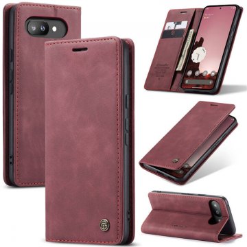 CaseMe Google Pixel 9A Wallet Magnetic Suede Leather Case Red