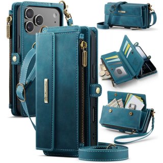 CaseMe iPhone 17 Pro Max Crossbody Wallet Case with RFID Blocking & Wireless Charging Blue