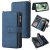 For Samsung Galaxy S24 FE Wallet 15 Card Slots Leather Case with Wrist Strap Blue