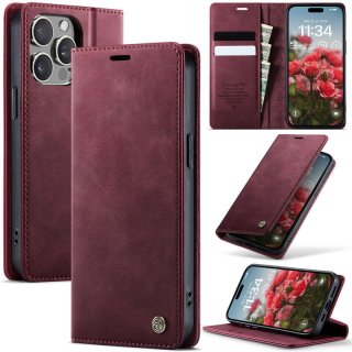 CaseMe iPhone 13 Pro Max Magnetic Wallet Case with RFID Blocking Red