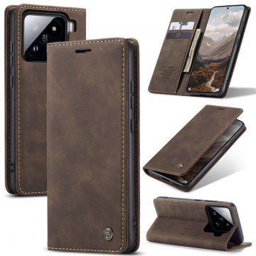 CaseMe Xiaomi 15 Wallet Magnetic Suede Leather Case Coffee