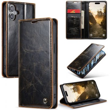 CaseMe iPhone 16 Plus Luxury Wallet Magnetic Case Coffee