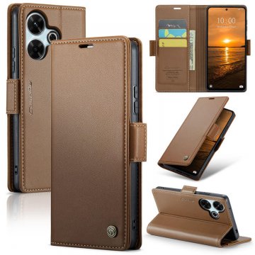 CaseMe Xiaomi Redmi 13 Wallet RFID Blocking Magnetic Buckle Case Brown