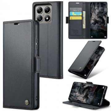 CaseMe Xiaomi 14T Wallet RFID Blocking Magnetic Buckle Case Black