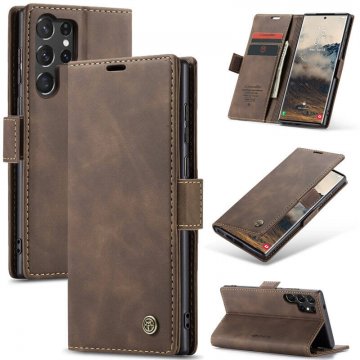 CaseMe Samsung Galaxy S25 Ultra Wallet Magnetic Suede Leather Case Coffee