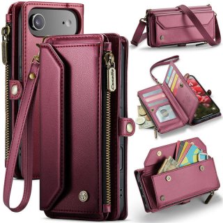 CaseMe iPhone Air Wallet RFID Blocking Crossbody Case with Wireless Charging Red