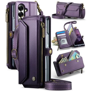 CaseMe Samsung Galaxy Z Fold8 Ultra RFID Wallet Case with Crossbody Strap, Zipper Pocket & Wireless Charging Purple