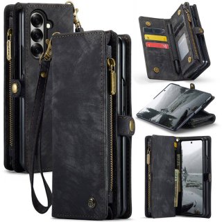 CaseMe Samsung Galaxy Z Fold7 Wallet Case with Wrist Strap Black