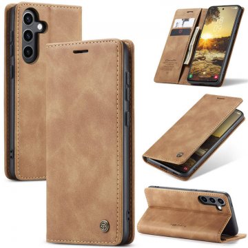 CaseMe Samsung Galaxy S24 FE Wallet Magnetic Suede Leather Case Brown