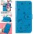 iPhone XS/X Embossed Cat Bee Wallet Magnetic Stand Case Blue