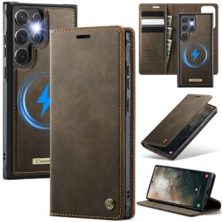 CaseMe Samsung Galaxy S22 Ultra 2-in-1 Magnetic Wallet Case – Wireless Charging & RFID Blocking Coffee