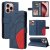 For iPhone 16 Pro Dual-Color Splicing Wallet Magnetic Stand Case Blue