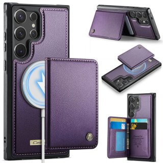 CaseMe Samsung Galaxy S24 Ultra Detachable Magnetic Wallet Case with RFID Blocking & Wireless Charging - Purple