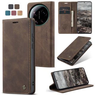 CaseMe Xiaomi 17 Ultra Wallet Magnetic Suede Leather Case Coffee