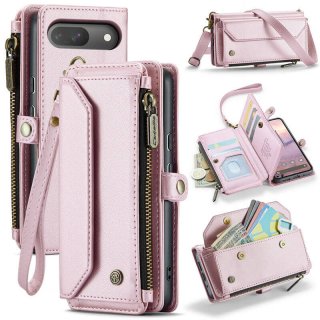 CaseMe Google Pixel 9/9 Pro Wallet RFID Blocking Crossbody Case Support Wireless Charging Pink