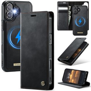 CaseMe iPhone 16 2-in-1 Magnetic Wallet Case – Wireless Charging & RFID Blocking Black