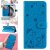 For iPhone 16 Plus Cat Bee Embossed Pattern Wallet Magnetic Case Blue