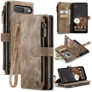 CaseMe Google Pixel 9/9 Pro Zipper Wallet Case with Wrist Strap Coffee