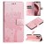 For iPhone 16 Pro Cat Tree Embossed Pattern Wallet Magnetic Case Rose Gold