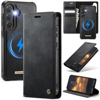 CaseMe Samsung Galaxy S24 FE 2-in-1 Magnetic Wallet Case – Wireless Charging & RFID Blocking Black