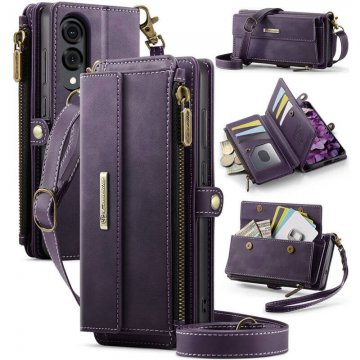 CaseMe Samsung Galaxy S25 Edge Crossbody Wallet Case with RFID Blocking & Wireless Charging Purple