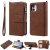 iPhone 12 Zipper Wallet Magnetic Detachable 2 in 1 Case Brown