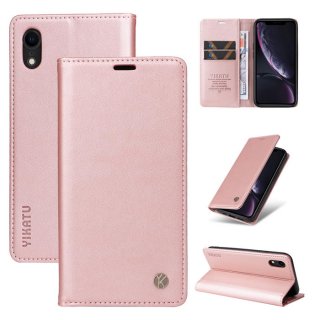 YIKATU iPhone XR Wallet Kickstand Magnetic Case Rose Gold