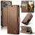 CaseMe iPhone 17 Pro Wallet RFID Blocking Magnetic Buckle Case Brown