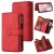 For iPhone SE 2024 Wallet 15 Card Slots Leather Case with Wrist Strap Red