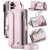 CaseMe Samsung Galaxy Z Fold8 Ultra RFID Wallet Case with Crossbody Strap, Zipper Pocket & Wireless Charging Pink