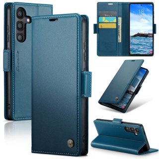 CaseMe Samsung Galaxy S24 FE Wallet RFID Blocking Magnetic Buckle Case Blue