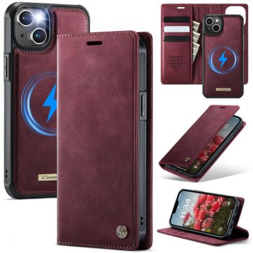 CaseMe iPhone 14 Plus 2-in-1 Magnetic Wallet Case – Wireless Charging & RFID Blocking Red