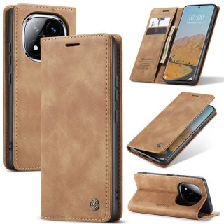 CaseMe Xiaomi Redmi Note 14 Pro 5G/Note 14 Pro Plus 5G Wallet Magnetic Suede Leather Case Brown