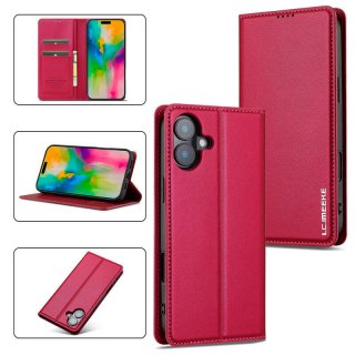 LC.IMEEKE iPhone 16 Plus Silm Wallet Kickstand Magnetic Case Red