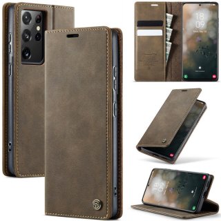 CaseMe Samsung Galaxy S21 Ultra Magnetic Wallet Case with RFID Blocking Coffee