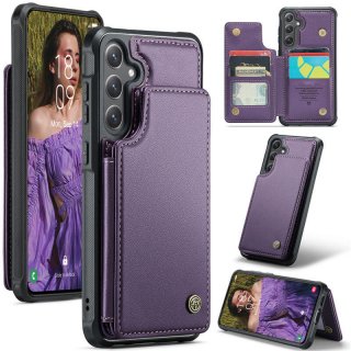 CaseMe Samsung Galaxy S24 FE RFID Blocking Card Holder Kickstand Case Purple