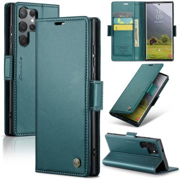 CaseMe Samsung Galaxy S25 Ultra Wallet RFID Blocking Magnetic Buckle Case Green