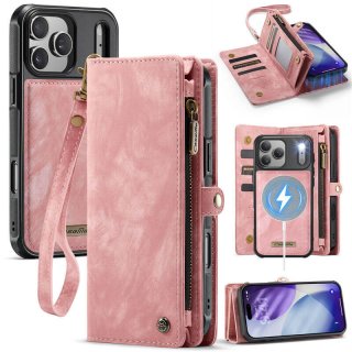 CaseMe iPhone 17 Pro 2-in-1 Magnetic Wallet Case with MagSafe & RFID Blocking Pink