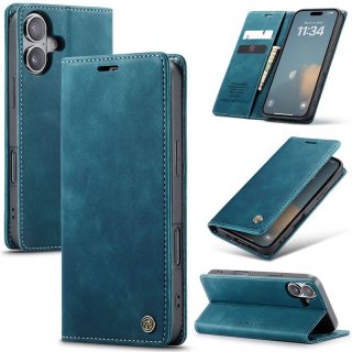 CaseMe iPhone 16 Plus Wallet Magnetic Suede Leather Case Blue