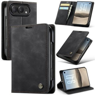 CaseMe iPhone Duo Wallet Case with 2 Card Slots, Cash Pocket & Kickstand Black