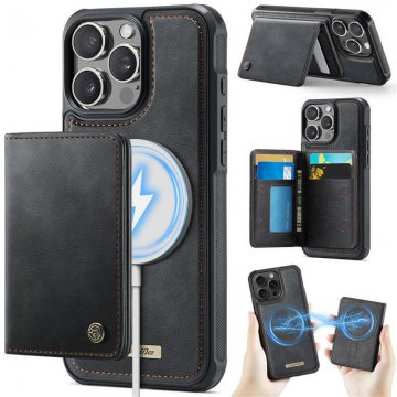 CaseMe iPhone 13 Pro 2-in-1 Detachable Magnetic Wallet Case with RFID Blocking, Card Holder & MagSafe Compatible - Black