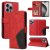 For iPhone 16 Pro Max Dual-Color Splicing Wallet Magnetic Stand Case Red