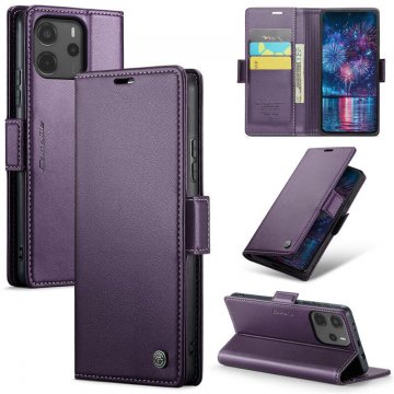 CaseMe Xiaomi Redmi Note 14 4G Wallet RFID Blocking Magnetic Buckle Case Purple