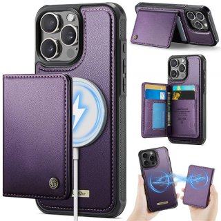 CaseMe iPhone 13 Pro 2-in-1 Detachable Magnetic Wallet Case with RFID Blocking, Card Holder & MagSafe Compatible - Purple