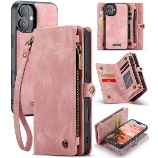 CaseMe iPhone 16 Plus Wallet Case with Wrist Strap Pink