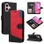 For iPhone 16 Three-Color Splicing Wallet Kickstand Magnetic Case Black