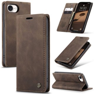 CaseMe iPhone 16e Wallet Magnetic Suede Leather Case Coffee