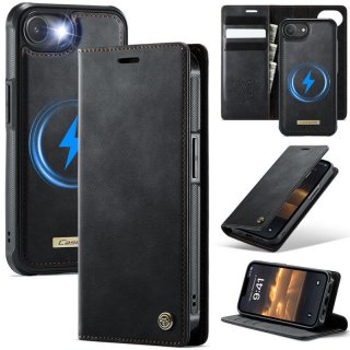 CaseMe iPhone 16E 2-in-1 Magnetic Wallet Case – Wireless Charging & RFID Blocking Black