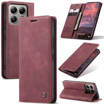 CaseMe Xiaomi 14T Pro Wallet Magnetic Suede Leather Case Red